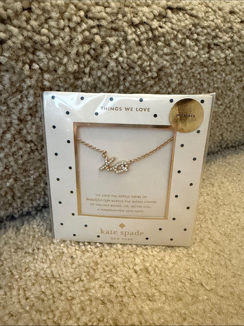 kate spade Gold Crystal 'XO'  Necklace